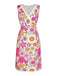 Pink 1960s V-Neck Cartoon Flowers Pencil Dress