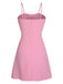 Pink 1950s Solid Spaghetti Straps Bow Dress