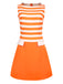 [Pre-Sale] Orange 1960s Drop Waist Stripe Dress