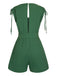 Green 1950s Solid Belt V-Neck Romper