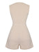 Beige 1950s Solid V-Neck Sleeveless Romper