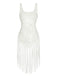 White 1950s Knitted Tassel Hollow Cover-Up