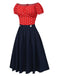 [Pre-Sale] Red & Blue 1950s Polka Dots Off-Shoulder Dress