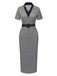 Black 1960s V-Neck Belted Pencil Dress