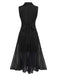2PCS Black 1960s V-Neck Vest Top & Pleated Skirt