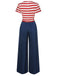 [Pre-Sale] Red 1950s Striped Patchwork Nautical Jumpsuit