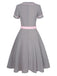 [Pre-Sale] Gray 1950s Solid Contrast Belted Dress