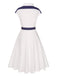 [Pre-Sale] White 1940s Lapel Polka Dots Patchwork Dress