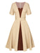 [Pre-Sale] Khaki 1950s Color Contrast Belted Dress