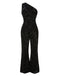 Black 1930s One-Shoulder Sequins Jumpsuit