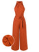 [Pre-Sale] Orange Red 1930s Solid Twist Jumpsuit