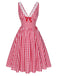[Pre-Sale] Red 1950s Lace V-Neck Plaid Dress