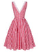 [Pre-Sale] Red 1950s Lace V-Neck Plaid Dress