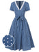 [Pre-Sale] Dark Blue 1930s V-Neck Polka Dots Belted Dress