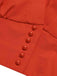 Red 1950s Solid Lantern Sleeved V-Neck Blouse