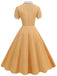 1950s Contrast Short Sleeve Lapel Dress