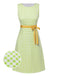 [Pre-Sale] Green 1960s Waist Tie Gingham Mod Dress