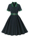 Green 1950s Blackwatch Tartan Lapel Dress