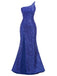 Blue 1920s One-Shoulder Sequined Mermaid Dress