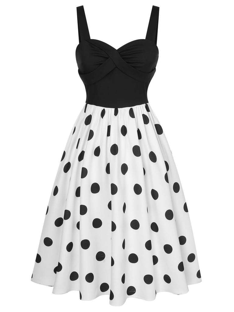 [Pre-Sale] Black 1950s Polka Dot Spaghetti Strap Dress