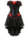 2PCS Black & Red 1970s Steampunk Bow Corset & Skirt
