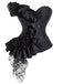 Black 1970s Stempunk Ruffled Lace Patchwork Corset