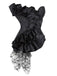 Black 1970s Stempunk Ruffled Lace Patchwork Corset