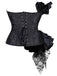 Black 1970s Stempunk Ruffled Lace Patchwork Corset