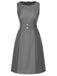 [Pre-Sale] Gray 1960s Solid Round Neck A-Line Dress