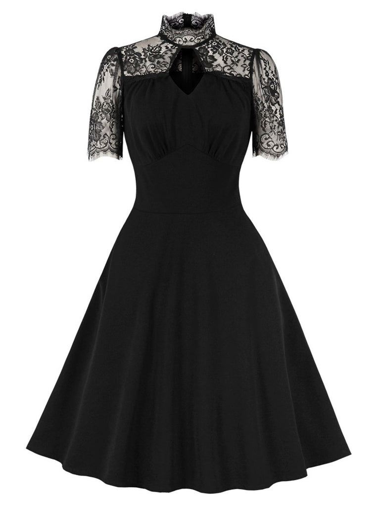 Black 1950s Lace A-Line Dress