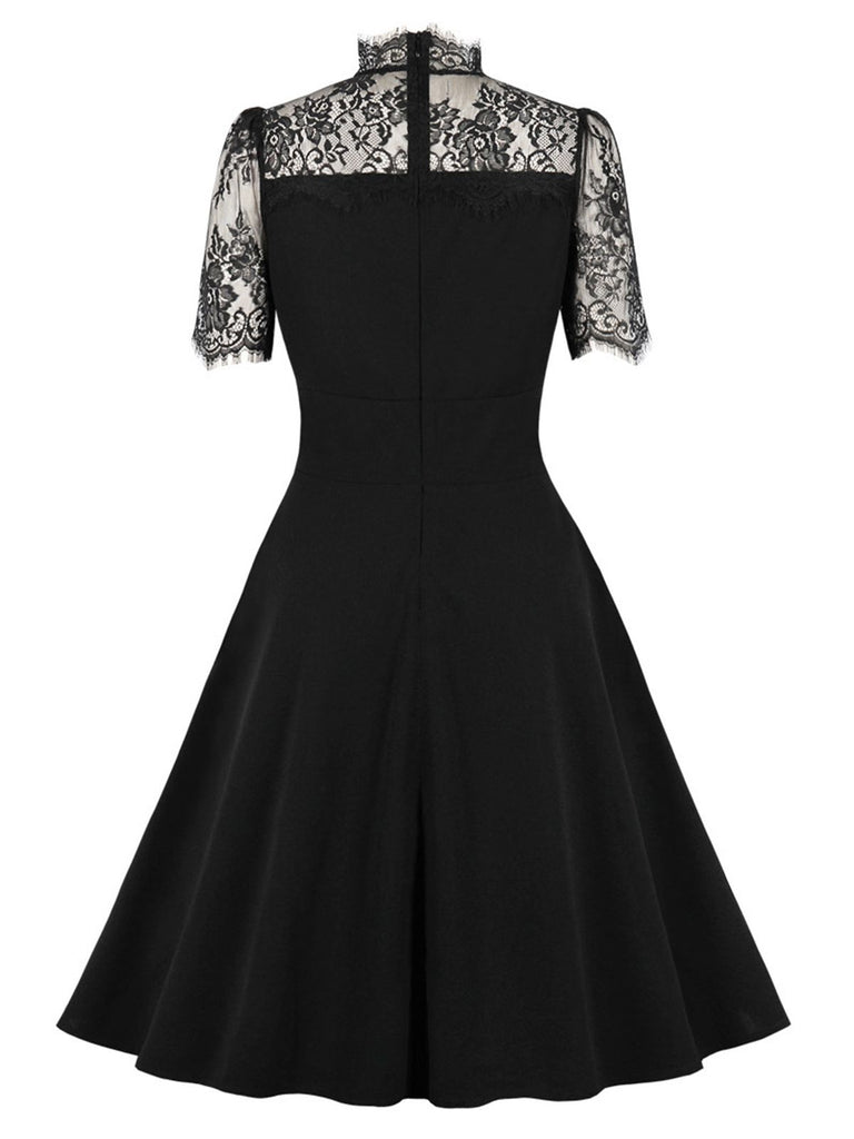 Black 1950s Lace A-Line Dress