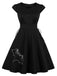 ‍Black 1950s Halloween Bat Lace-Up Dress (75% off)