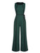 Green 1930s Linear Patchwork Lace-Up Jumpsuit