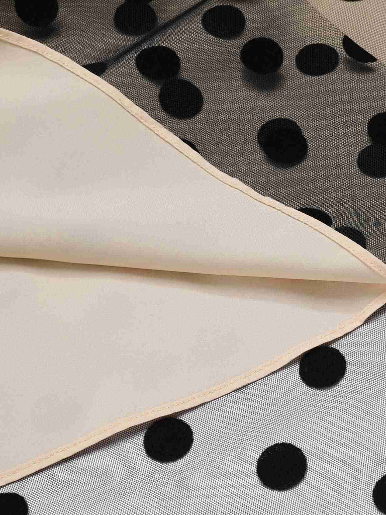 [Pre-Sale] Black 1950s Polka Dot Mesh Belted Dress