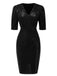 1960s V-Neck Sequined Half Sleeves Bodycon Dress