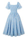 Light Blue 1950s Cap Sleeve Daisy Dress
