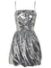 Silver 1970s Spaghetti Straps Sequined Tutu Dress