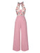 [Pre-Sale] Pink 1930s Floral Halter Jumpsuit