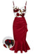 [Pre-Sale] Red 1930s Spaghetti Strap Rose Mermaid Dress