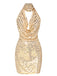 Beige 1970s Deep V-Neck Sequined Dress