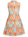[Pre-Sale] [Plus Size] Orange & Blue 1960s Floral Stand Collar Dress