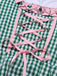 2PCS 1950s Oktoberfest White Top & Green Plaid Dress & Pink Apron