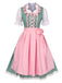 2PCS 1950s Oktoberfest White Top & Green Plaid Dress & Pink Apron