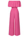 Pink 1960s Solid Off-Shoulder Wideleg Jumpsuit