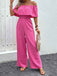 Pink 1960s Solid Off-Shoulder Wideleg Jumpsuit