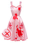 [Pre-Sale] Pink 1950s Strap Bloody Heart Cross Lace Dress