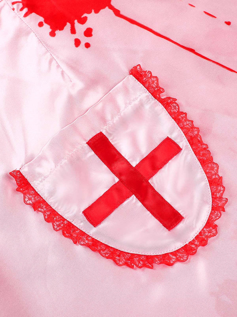 [Pre-Sale] Pink 1950s Strap Bloody Heart Cross Lace Dress