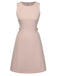 Pink 1960s Waist Hollow Out Solid Dress