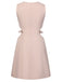 Pink 1960s Waist Hollow Out Solid Dress