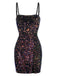 Black 1960s Sequined Straps Pencil Dress